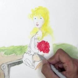 Dame mit Nelken